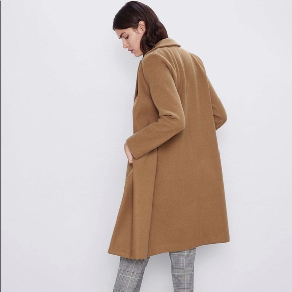 Zara basic coat mid camel Clearance
